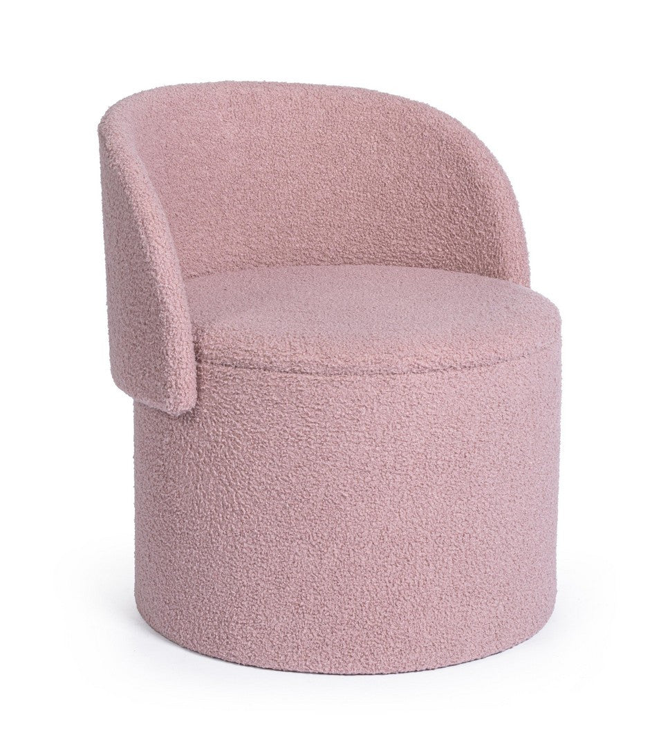 Pouf Tapițat Bouclé Roz Cu Depozitare, Anthea Bizzotto - Imagine 3