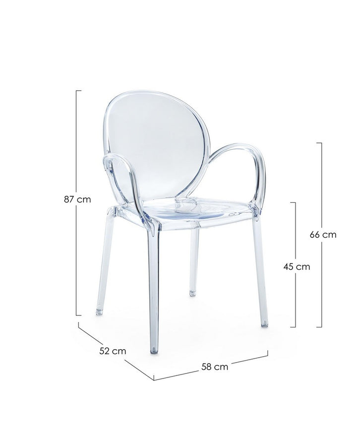 Scaun Dining Transparent Cu Brațe, Camilla Bizzotto - Imagine 3