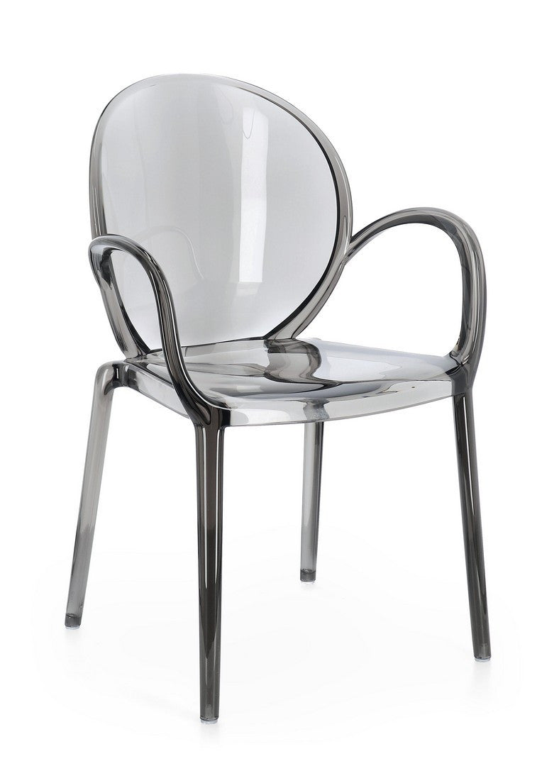 Scaun Dining Transparent Cu Brațe, Camilla Smoked Bizzotto - Imagine 1