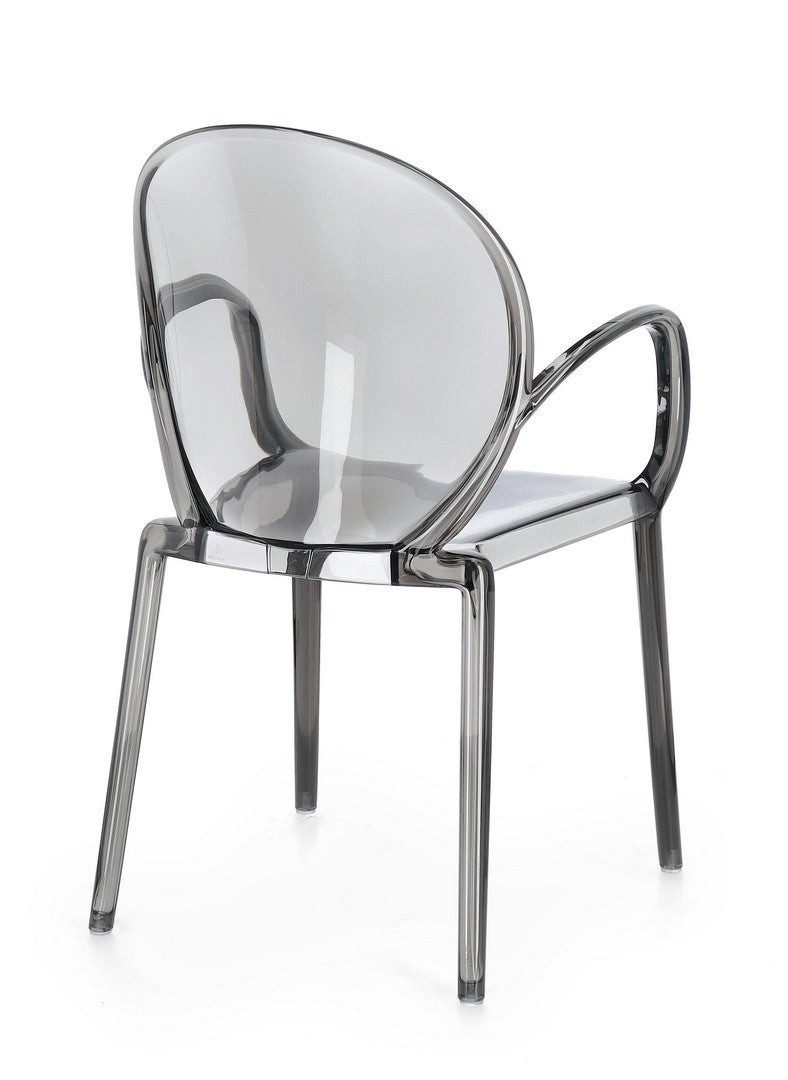 Scaun Dining Transparent Cu Brațe, Camilla Smoked Bizzotto - Imagine 2