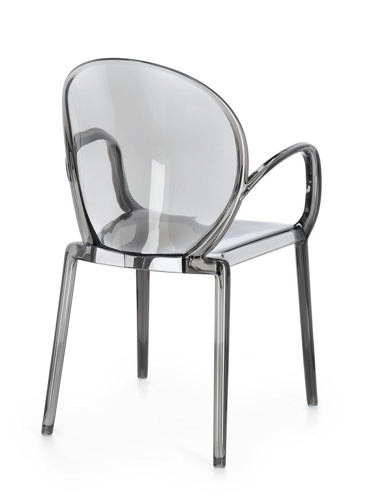 Scaun Dining Transparent Cu Brațe, Camilla Smoked Bizzotto - Imagine 2