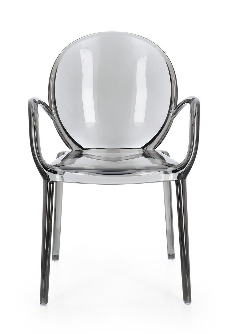 Scaun Dining Transparent Cu Brațe, Camilla Smoked Bizzotto - Imagine 4