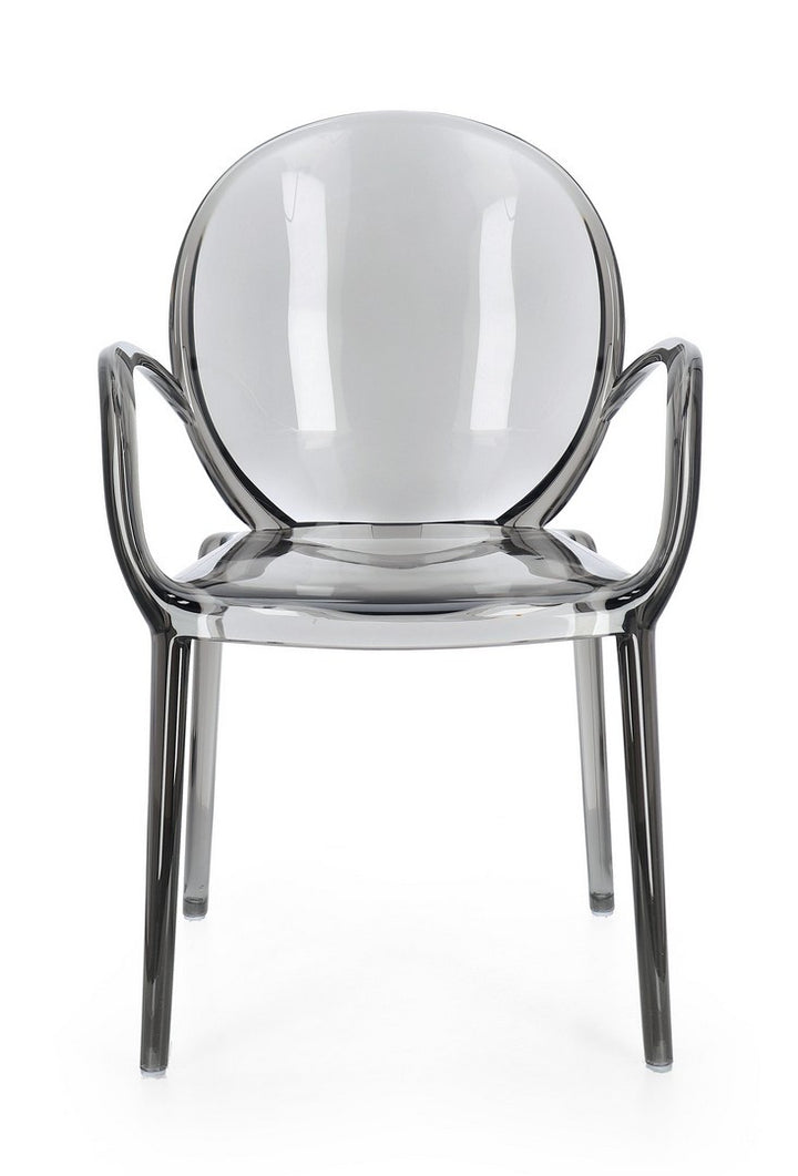 Scaun Dining Transparent Cu Brațe, Camilla Smoked Bizzotto - Imagine 4