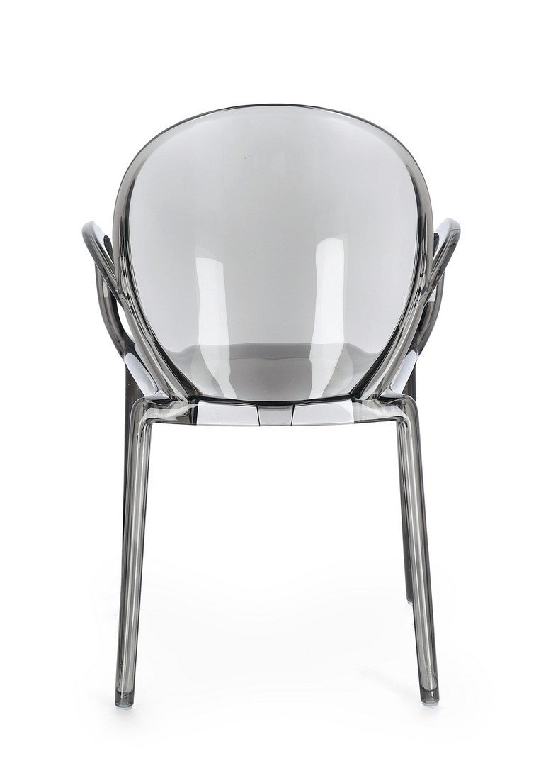 Scaun Dining Transparent Cu Brațe, Camilla Smoked Bizzotto - Imagine 5