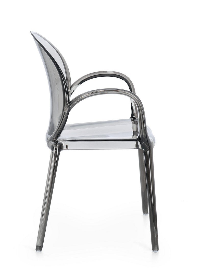 Scaun Dining Transparent Cu Brațe, Camilla Smoked Bizzotto - Imagine 6