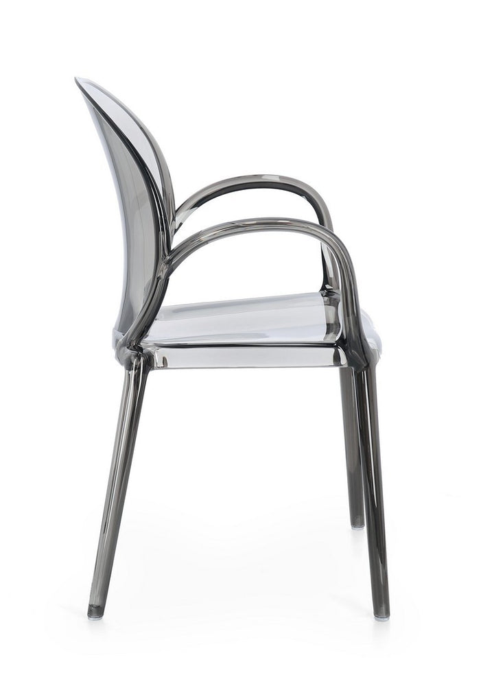 Scaun Dining Transparent Cu Brațe, Camilla Smoked Bizzotto - Imagine 6