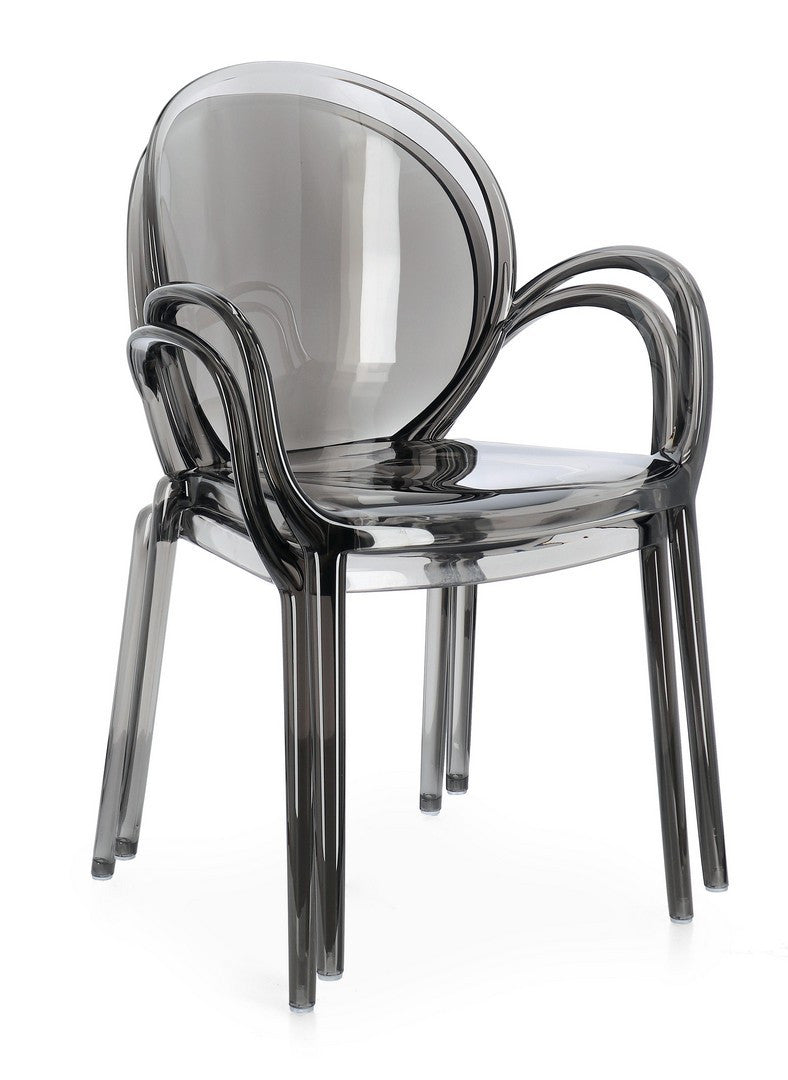 Scaun Dining Transparent Cu Brațe, Camilla Smoked Bizzotto - Imagine 9