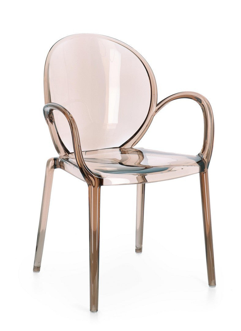 Scaun Dining Transparent Cu Brațe, Camilla Coffee Bizzotto - Imagine 1