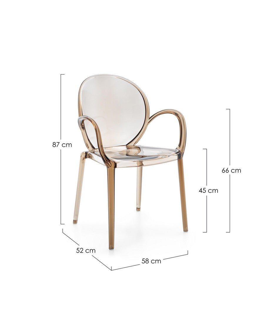 Scaun Dining Transparent Cu Brațe, Camilla Coffee Bizzotto - Imagine 3