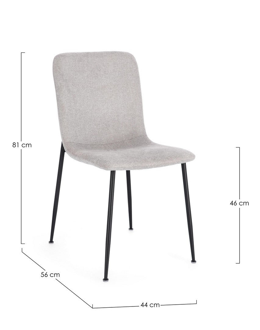 Scaun Dining Tapițat Textil Gri, Rinas Light Bizzotto - Imagine 3