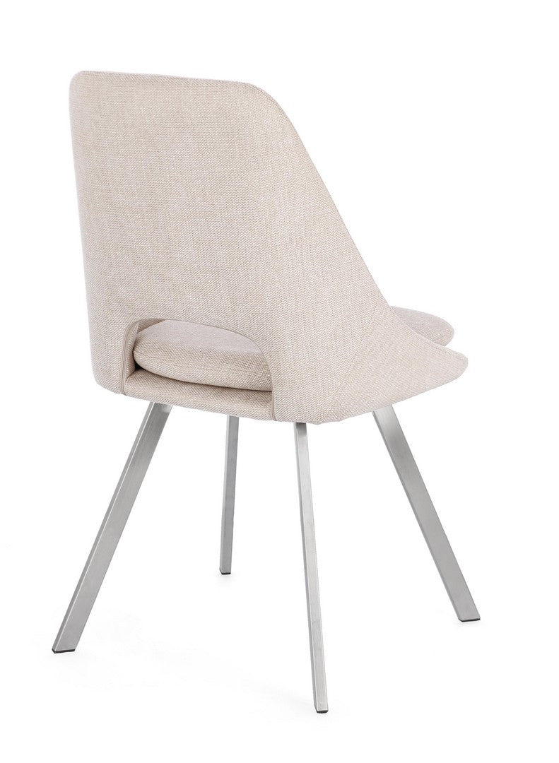 Scaun Dining Tapițat Textil Bej, Kashar Bizzotto - Imagine 2