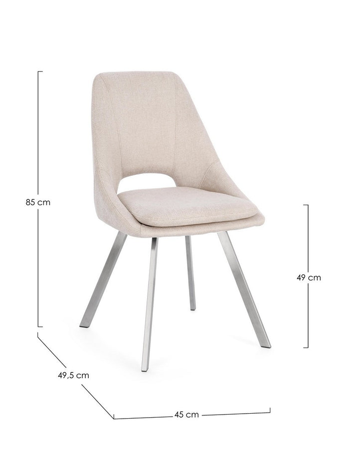 Scaun Dining Tapițat Textil Bej, Kashar Bizzotto - Imagine 3