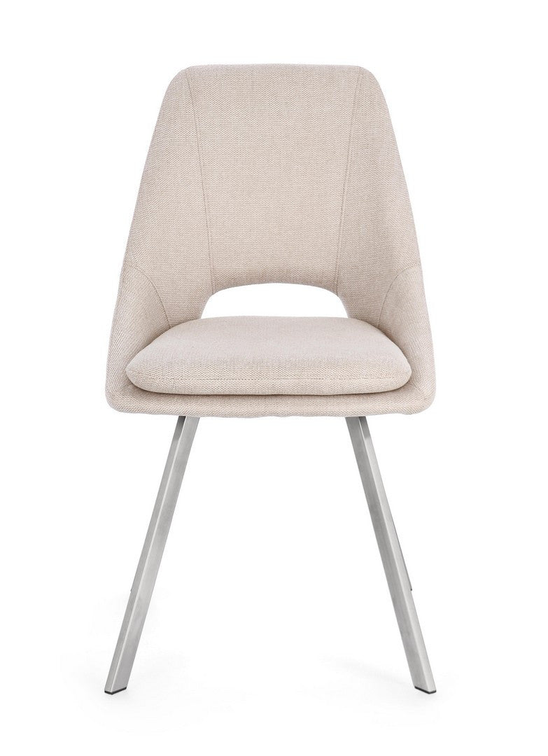 Scaun Dining Tapițat Textil Bej, Kashar Bizzotto - Imagine 4