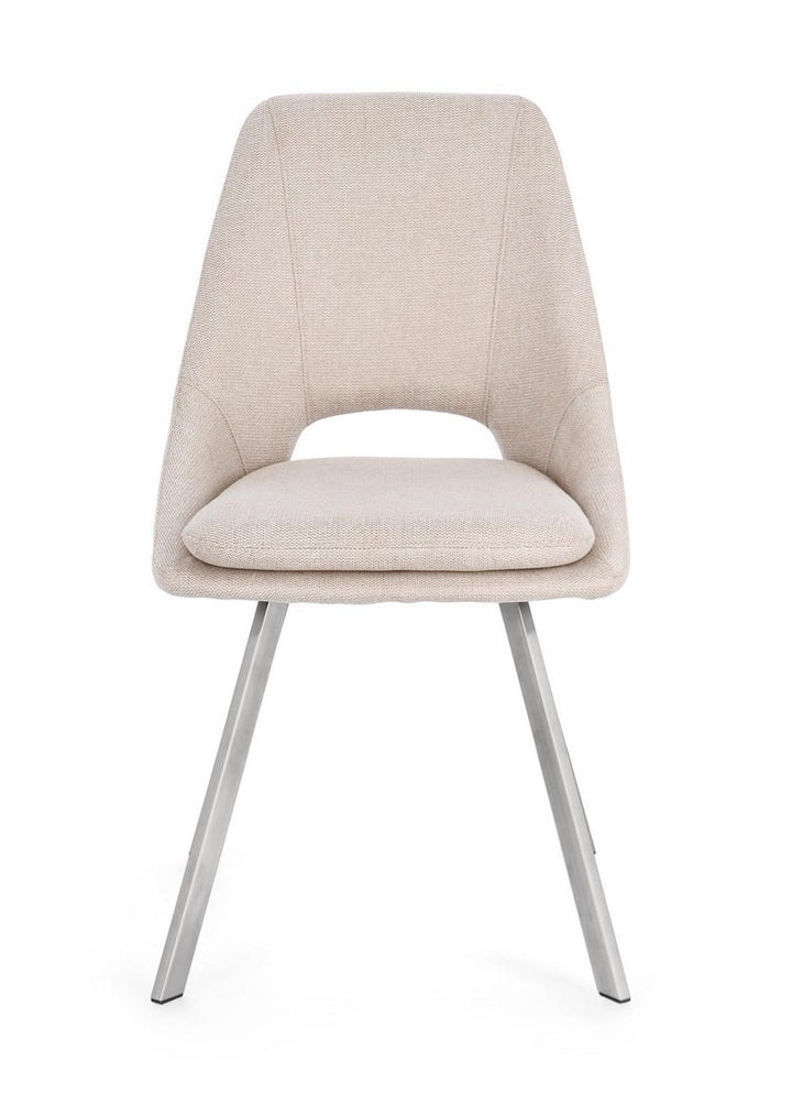 Scaun Dining Tapițat Textil Bej, Kashar Bizzotto - Imagine 4