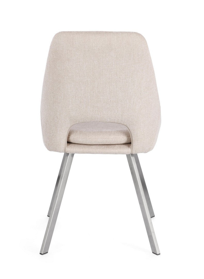 Scaun Dining Tapițat Textil Bej, Kashar Bizzotto - Imagine 5