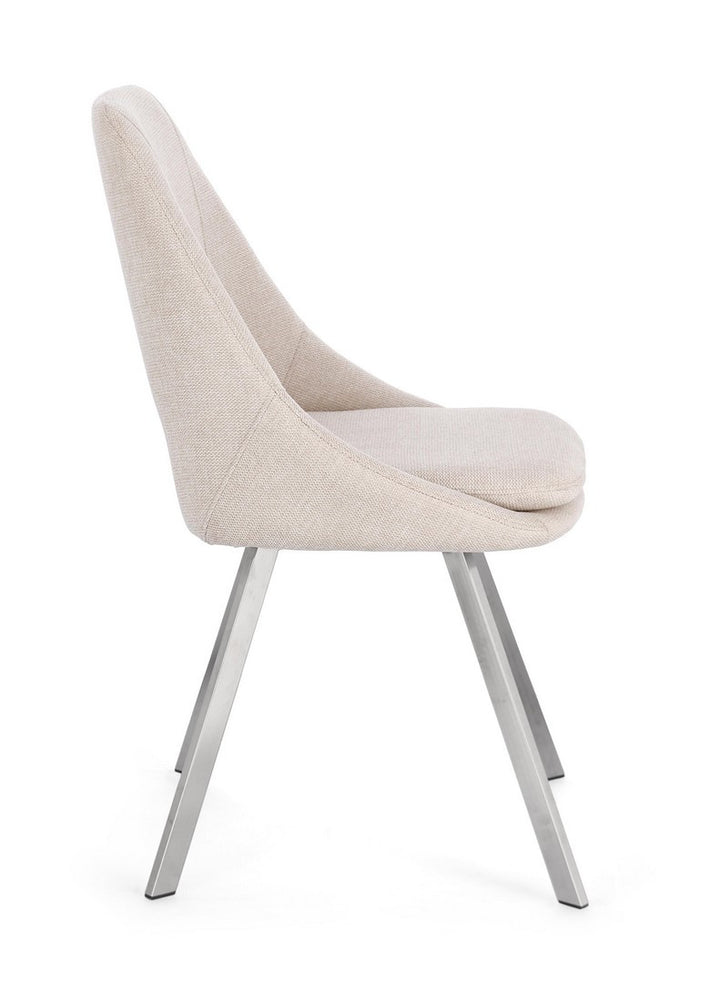 Scaun Dining Tapițat Textil Bej, Kashar Bizzotto - Imagine 6