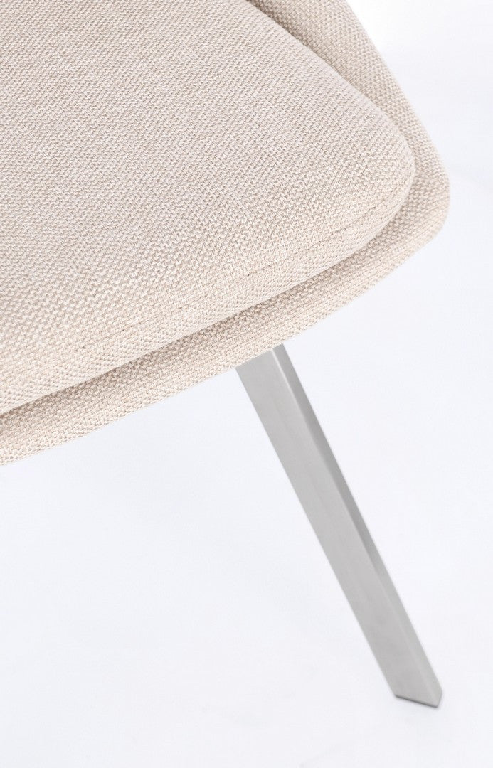 Scaun Dining Tapițat Textil Bej, Kashar Bizzotto - Imagine 8