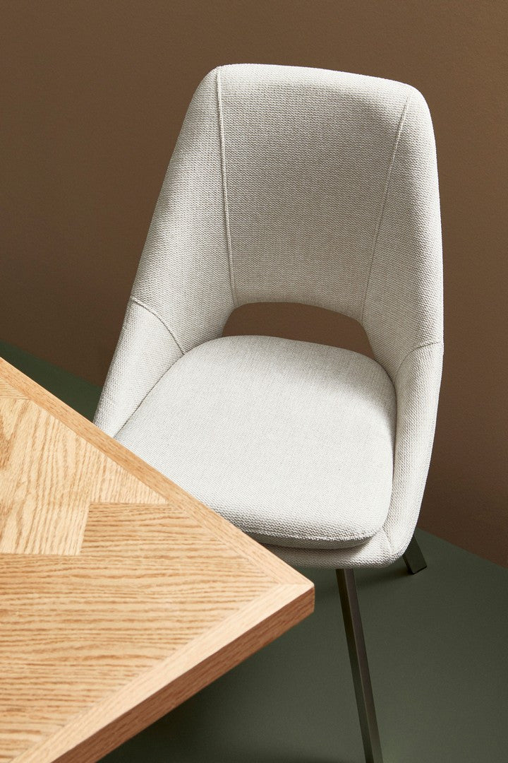 Scaun Dining Tapițat Textil Bej, Kashar Bizzotto - Imagine 9