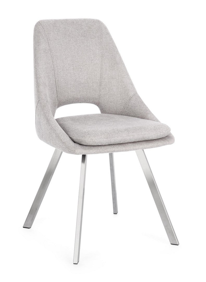Scaun Dining Tapițat Textil Gri, Kashar Bizzotto - Imagine 1