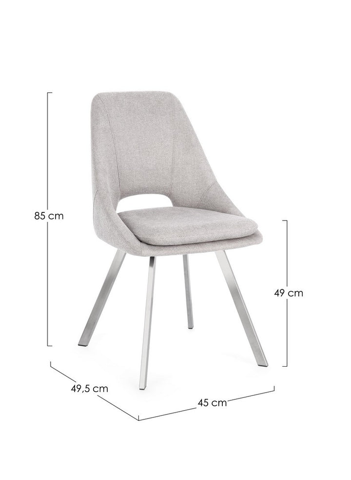 Scaun Dining Tapițat Textil Gri, Kashar Bizzotto - Imagine 3