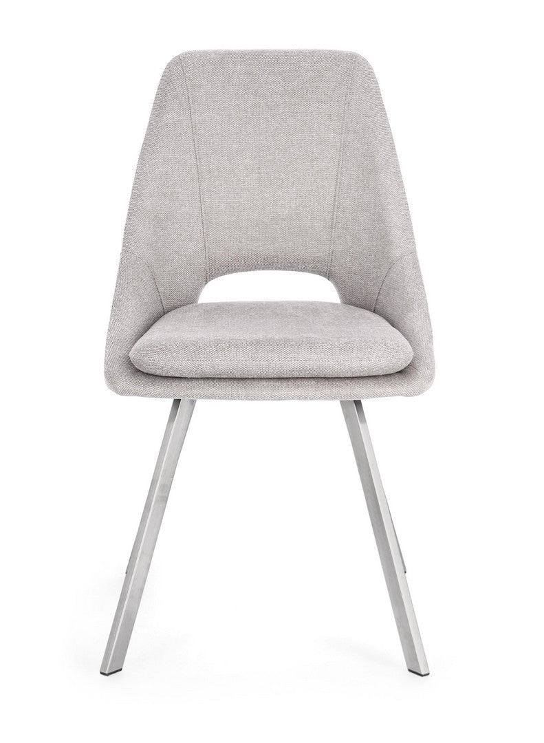 Scaun Dining Tapițat Textil Gri, Kashar Bizzotto - Imagine 4