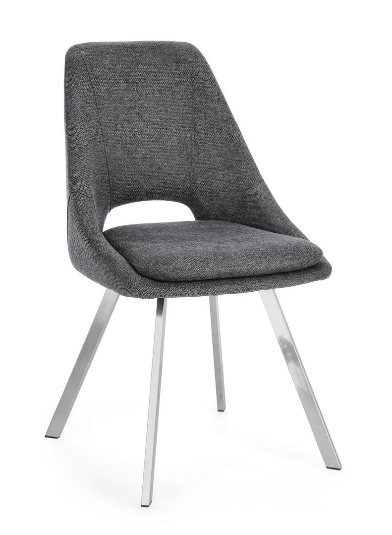 Scaun Dining Tapițat Textil Gri, Kashar Bizzotto - Imagine 1