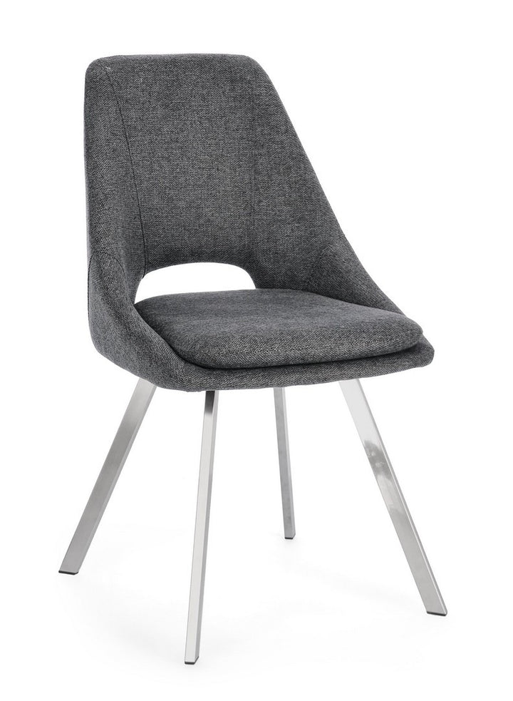 Scaun Dining Tapițat Textil Gri, Kashar Bizzotto - Imagine 1