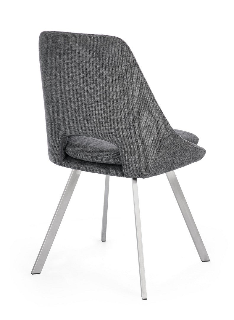 Scaun Dining Tapițat Textil Gri, Kashar Bizzotto - Imagine 2