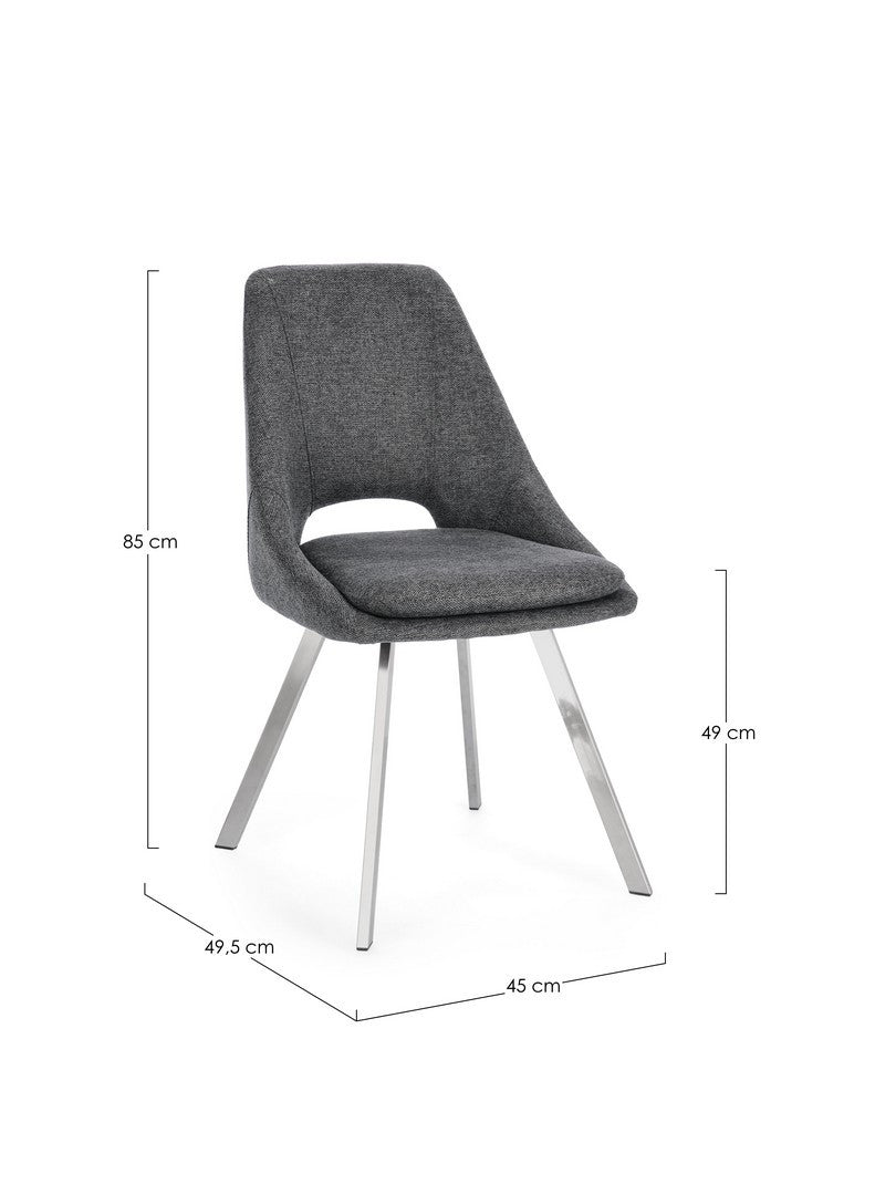 Scaun Dining Tapițat Textil Gri, Kashar Bizzotto - Imagine 3