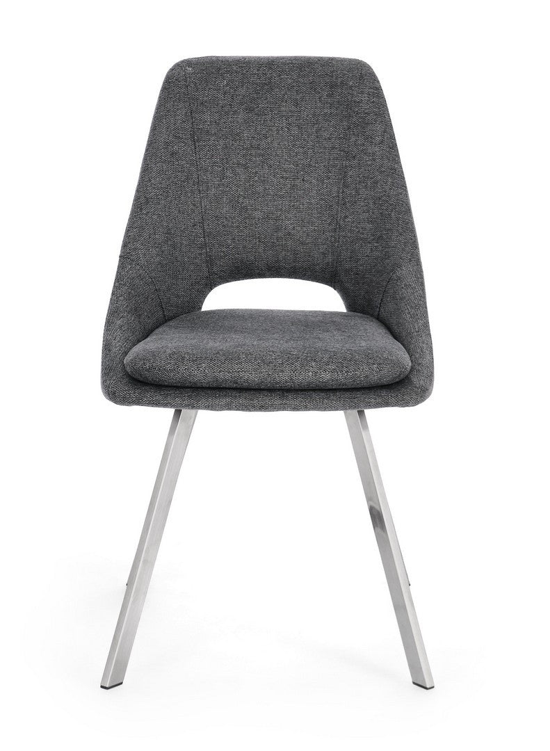 Scaun Dining Tapițat Textil Gri, Kashar Bizzotto - Imagine 4
