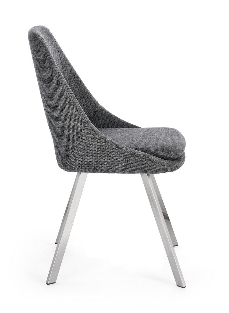 Scaun Dining Tapițat Textil Gri, Kashar Bizzotto - Imagine 6