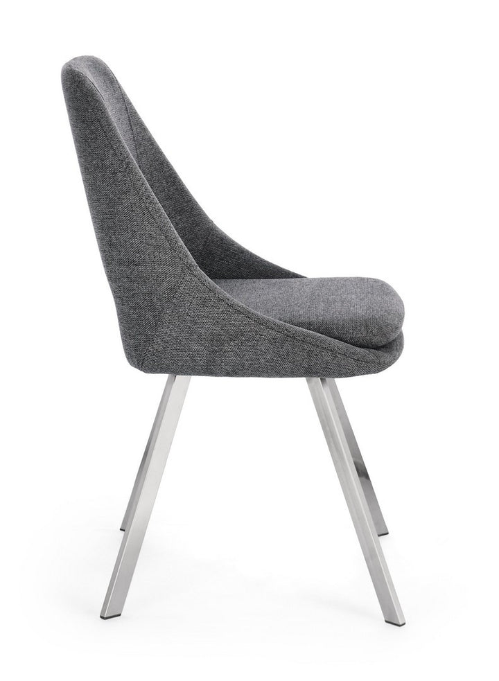 Scaun Dining Tapițat Textil Gri, Kashar Bizzotto - Imagine 6