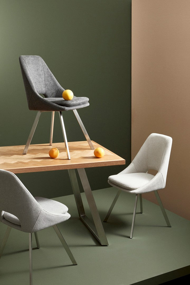 Scaun Dining Tapițat Textil Gri, Kashar Bizzotto - Imagine 9