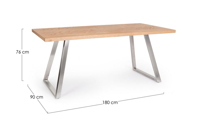 Masă Dining Modernă Lemn Și Oțel Inoxidabil, Dukat Steel Bizzotto - Imagine 2