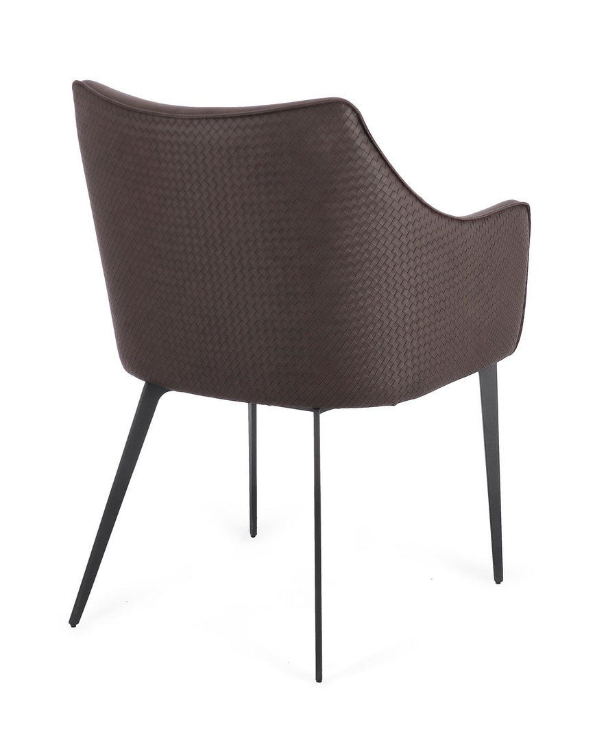 Scaun Dining Tapițat Piele Ecologică Maro, Russell Bizzotto - Imagine 2
