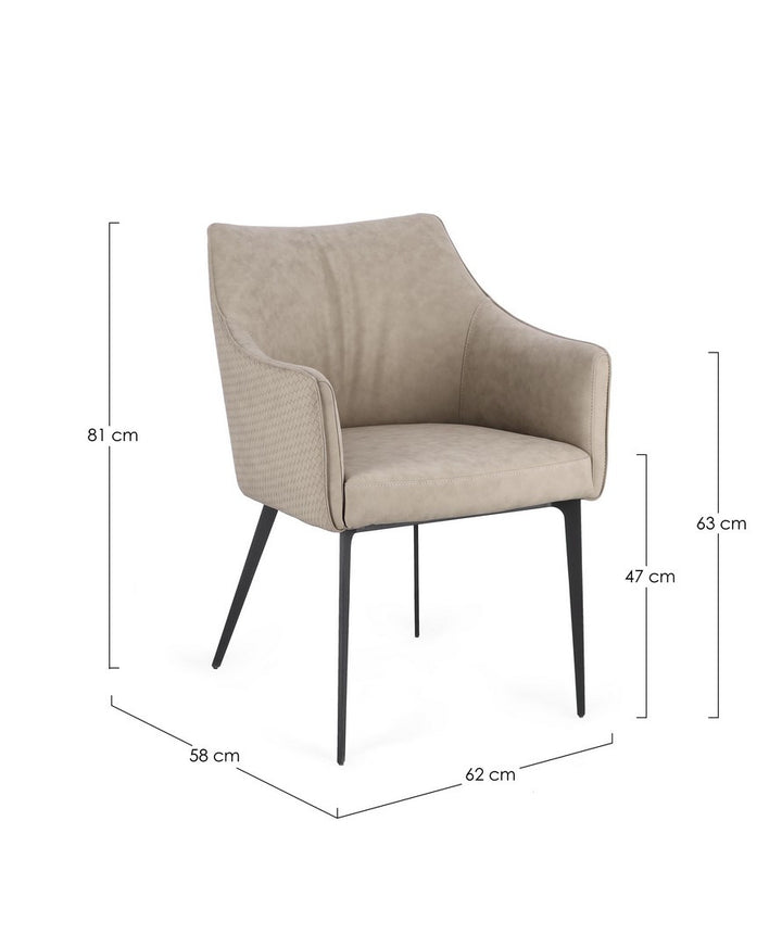 Scaun Dining Tapițat Piele Ecologică Bej, Russell Cloud Bizzotto - Imagine 3