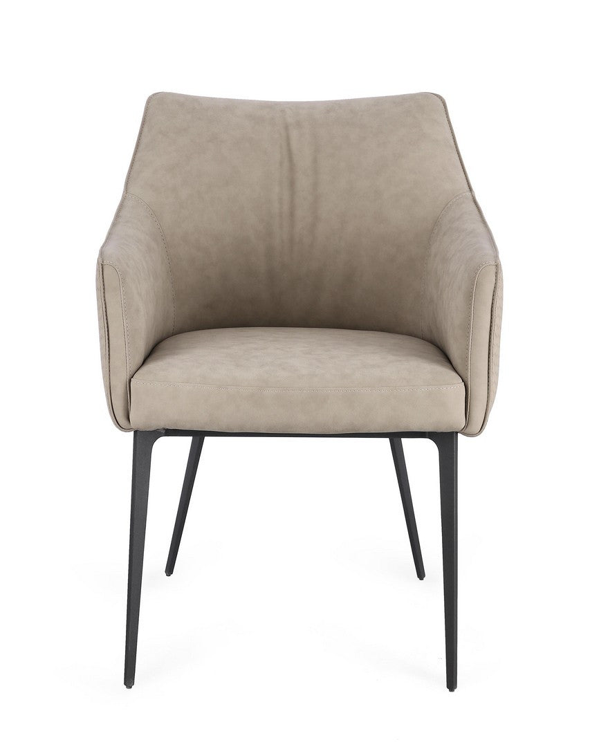 Scaun Dining Tapițat Piele Ecologică Bej, Russell Cloud Bizzotto - Imagine 4