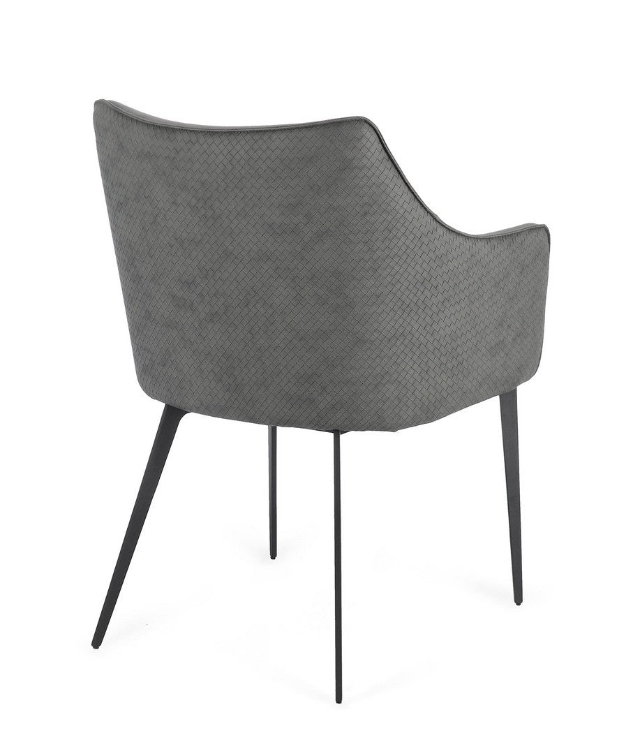 Scaun Dining Tapițat Piele Ecologică Gri, Russell Bizzotto - Imagine 2