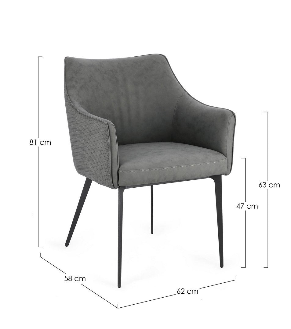Scaun Dining Tapițat Piele Ecologică Gri, Russell Bizzotto - Imagine 3