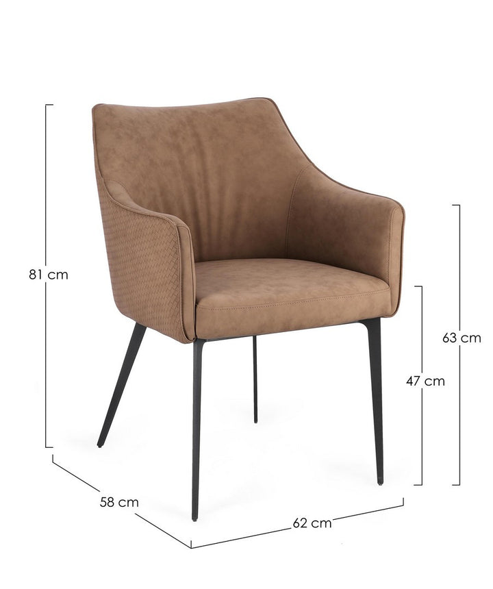 Scaun Dining Tapițat Piele Ecologică Cappuccino, Russell Bizzotto - Imagine 3