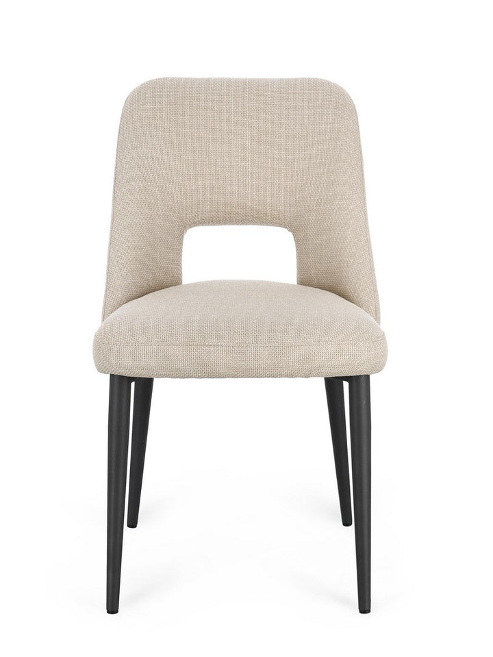 Scaun Dining Tapițat Textil Bej, Roger Natural Bizzotto - Imagine 4