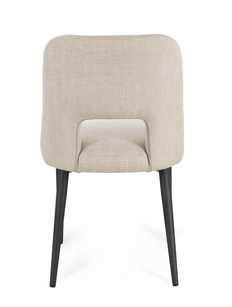 Scaun Dining Tapițat Textil Bej, Roger Natural Bizzotto - Imagine 5