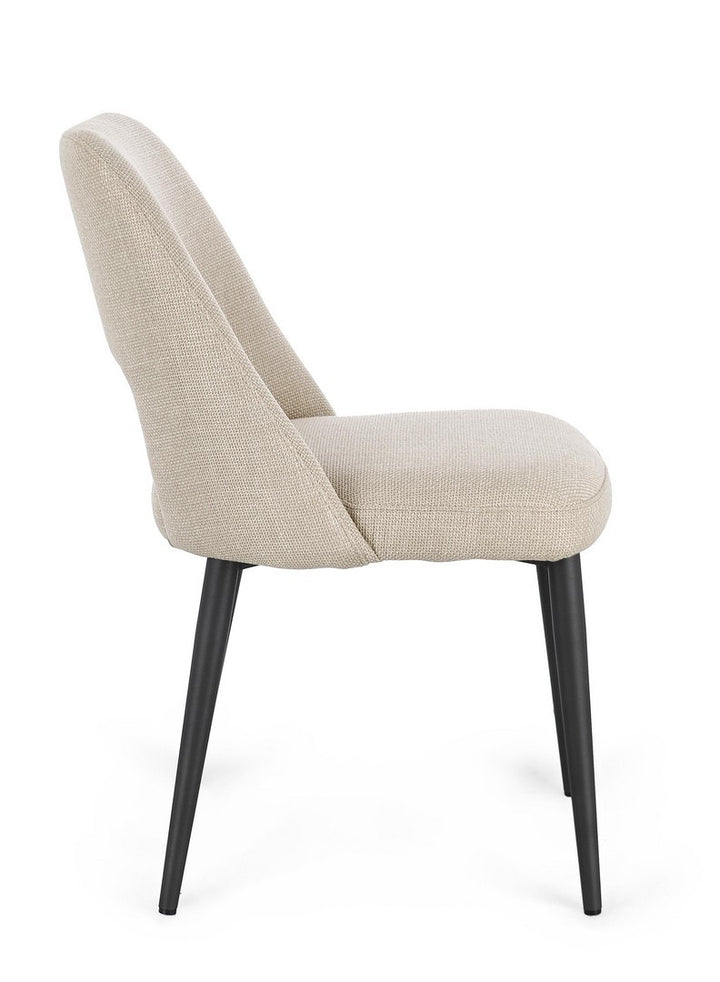 Scaun Dining Tapițat Textil Bej, Roger Natural Bizzotto - Imagine 6