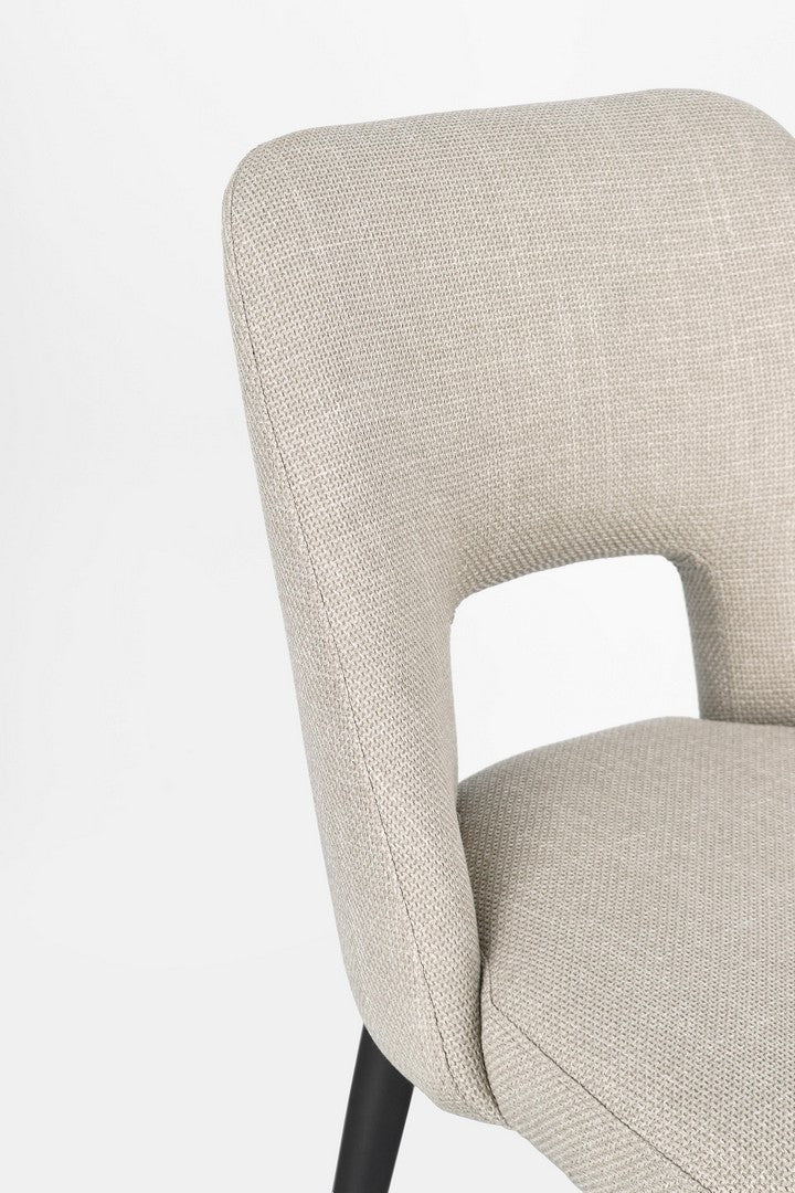 Scaun Dining Tapițat Textil Bej, Roger Natural Bizzotto - Imagine 7