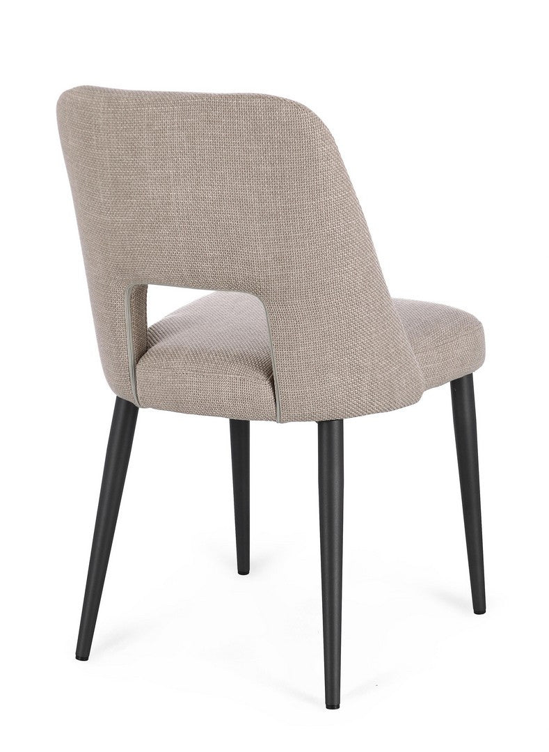 Scaun Dining Tapițat Textil Bej, Roger Paloma Bizzotto - Imagine 2