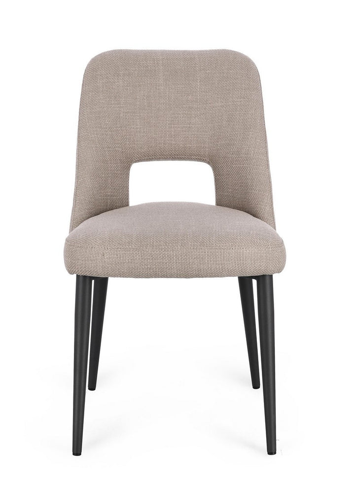 Scaun Dining Tapițat Textil Bej, Roger Paloma Bizzotto - Imagine 4
