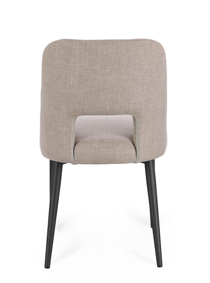 Scaun Dining Tapițat Textil Bej, Roger Paloma Bizzotto - Imagine 5