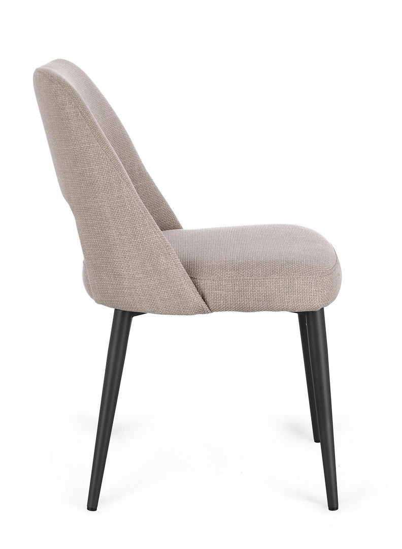 Scaun Dining Tapițat Textil Bej, Roger Paloma Bizzotto - Imagine 6