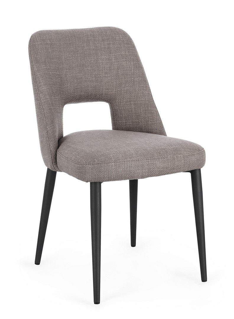 Scaun Dining Tapițat Textil Gri, Roger Grey Bizzotto - Imagine 1
