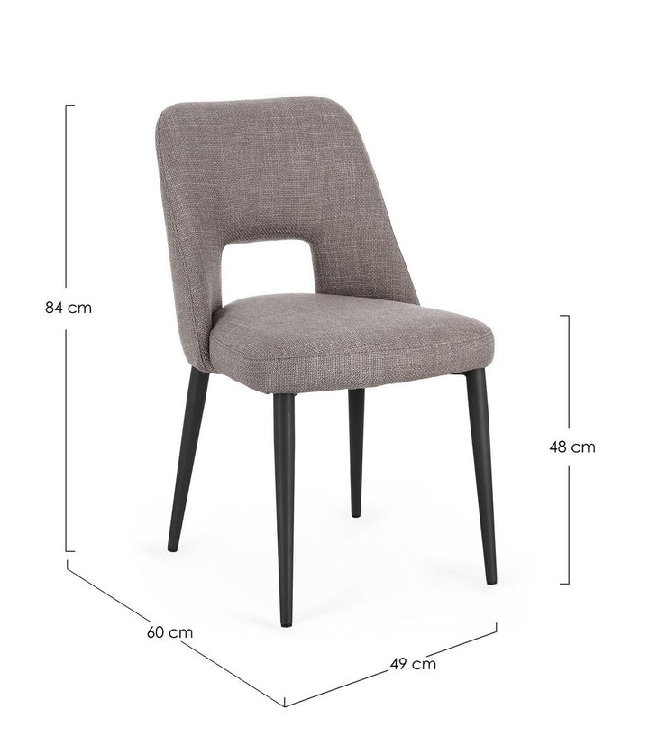 Scaun Dining Tapițat Textil Gri, Roger Grey Bizzotto - Imagine 3